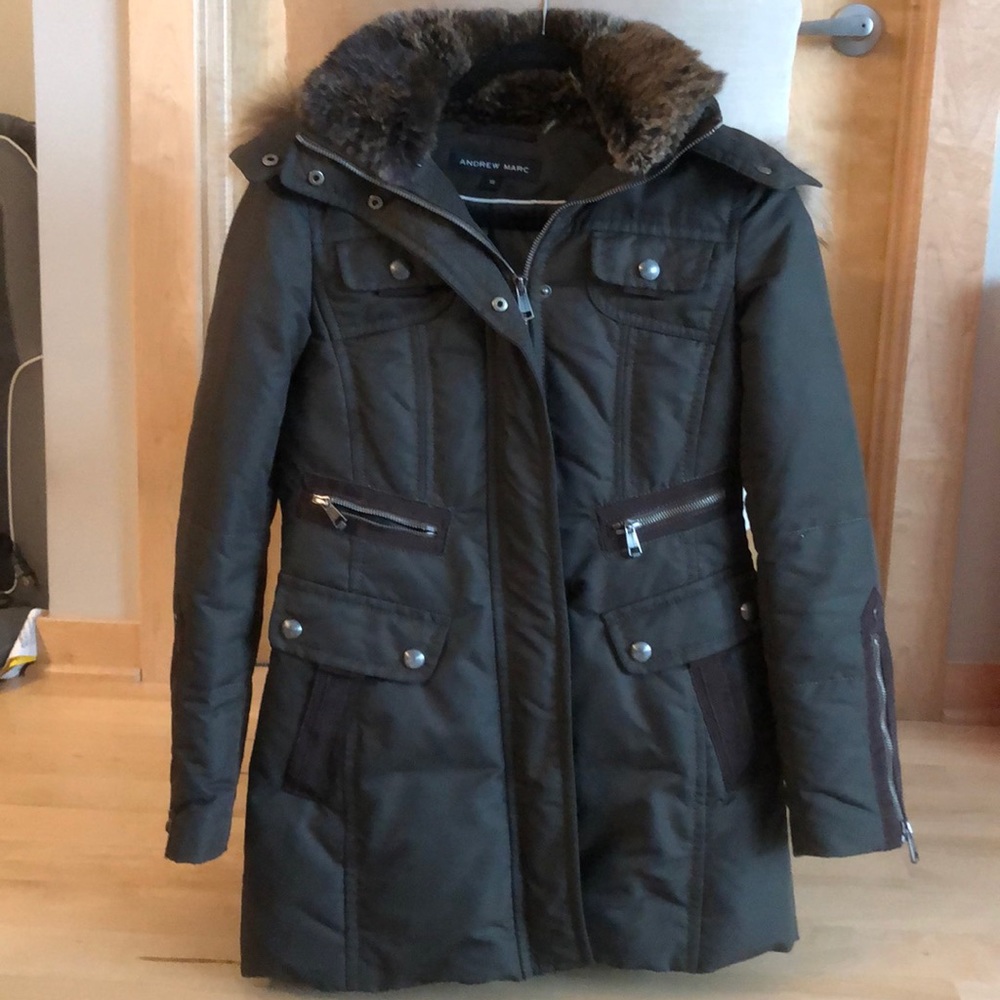 Military Fox Fur Trim Coat